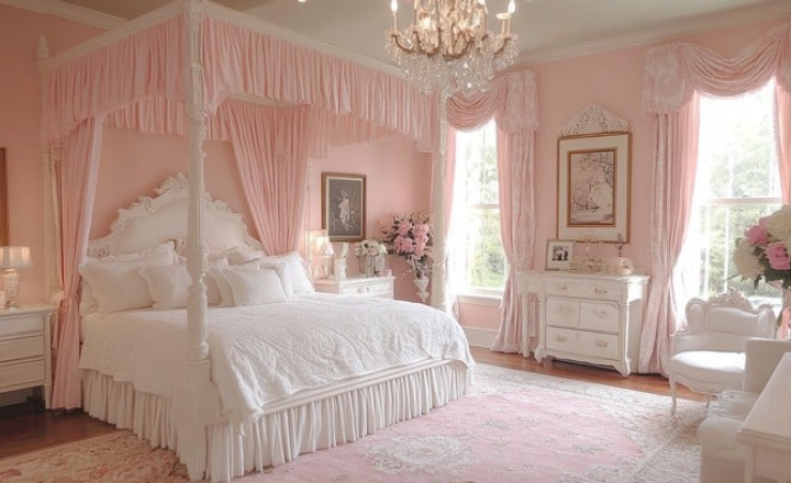 Elegant Pink Canopy Bed